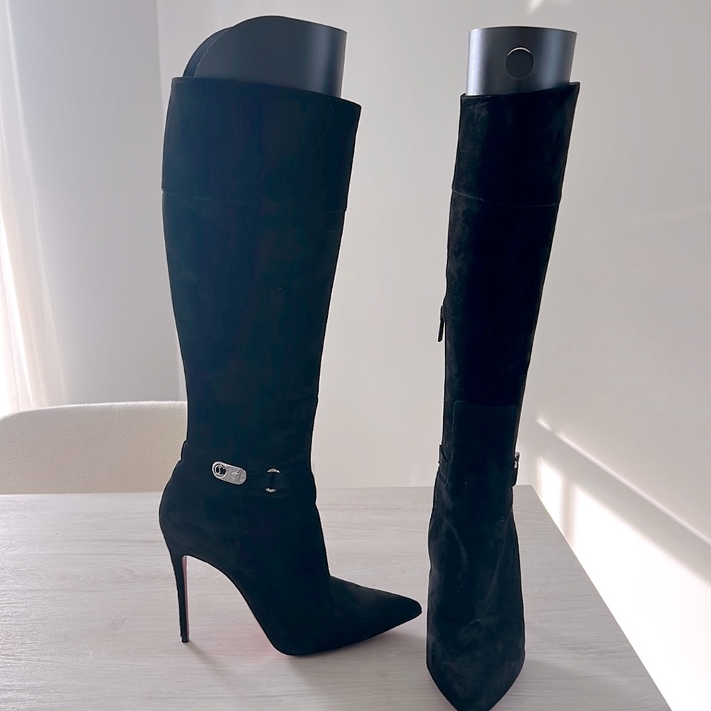 Christian Louboutin Kate Botta Lock Knee suede boots.